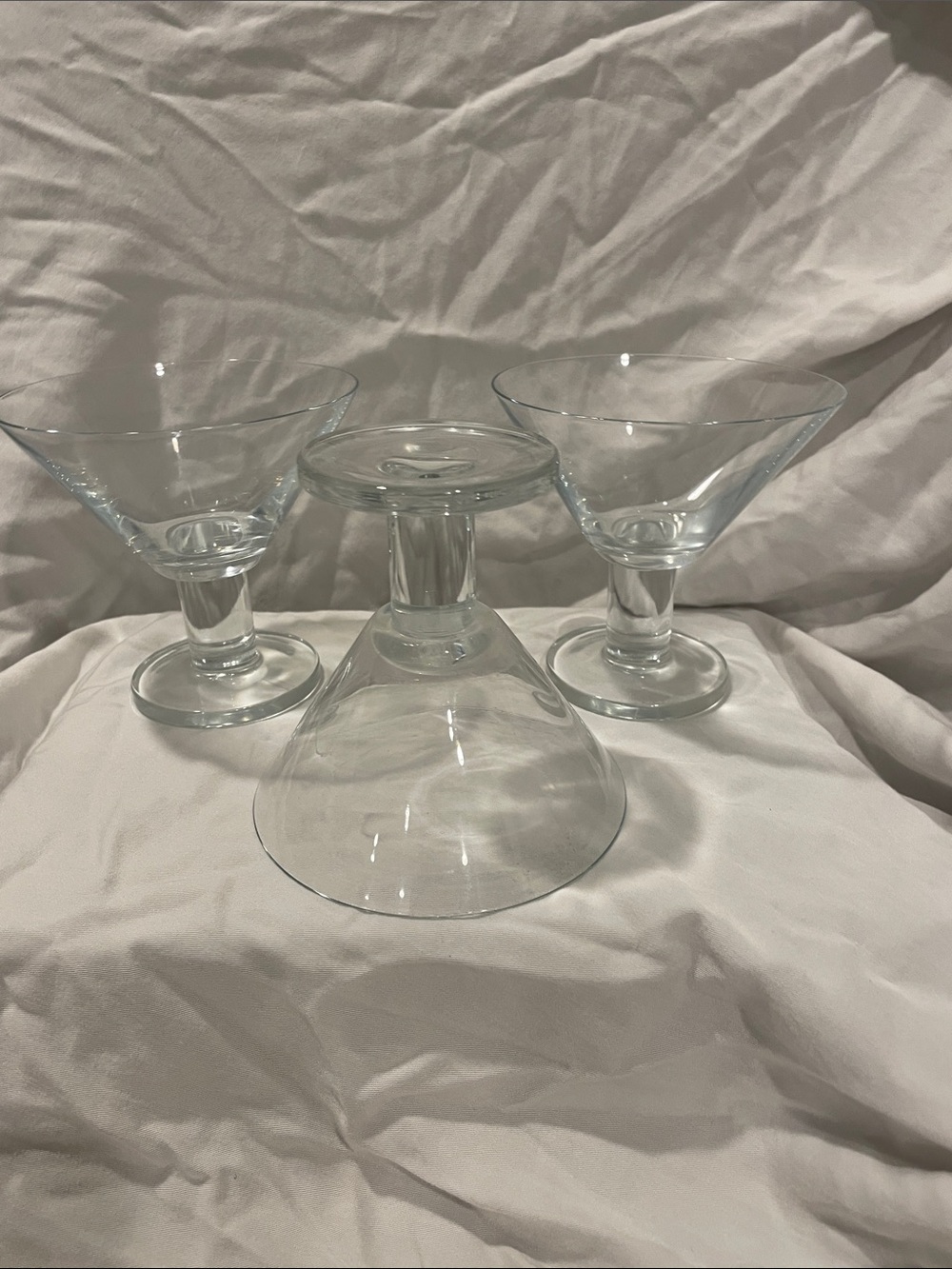 Crate&Barrel Viva Clear Glass Martini Coupes - Set of 3
